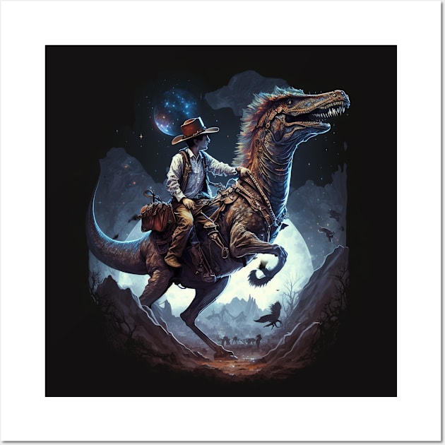 Dino Space Rider Merchandise: Adventure with a Vintage Twist Wall Art by Snoe